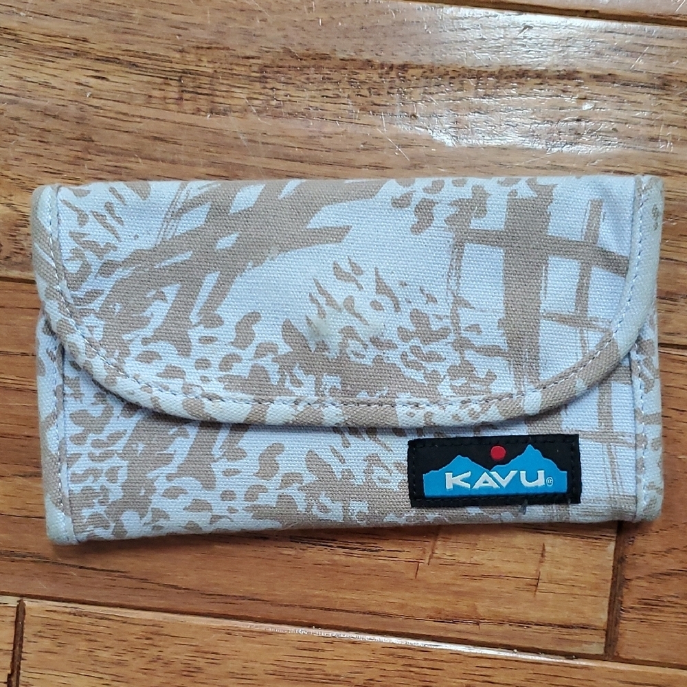 KAVU Big Spender Tri-Fold Tan and Blue Wallet